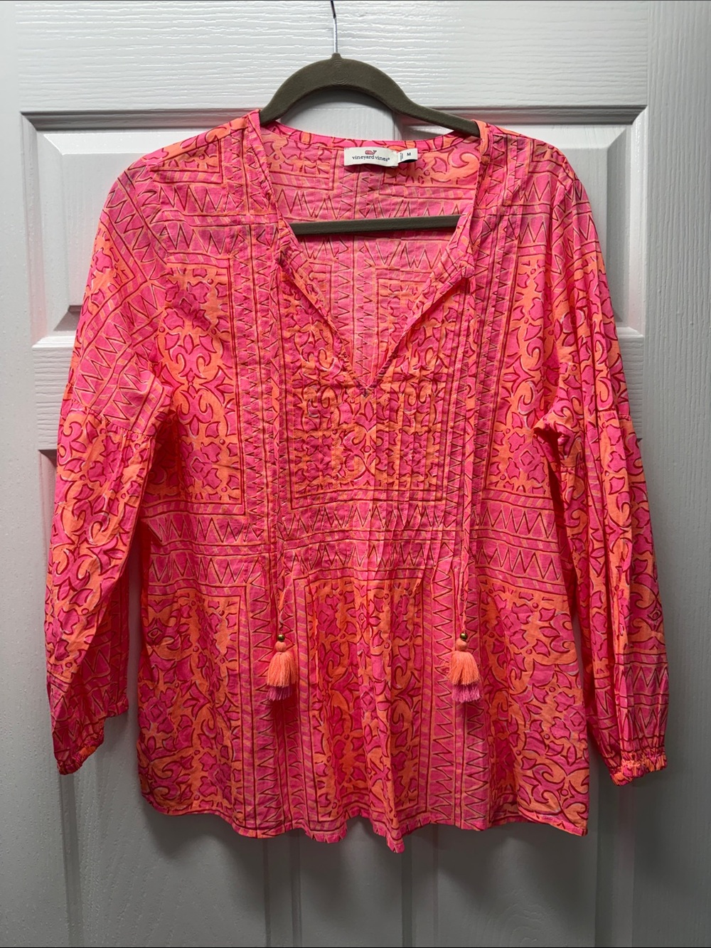 Vineyard Vines Pink & Orange Printed Tunic Top